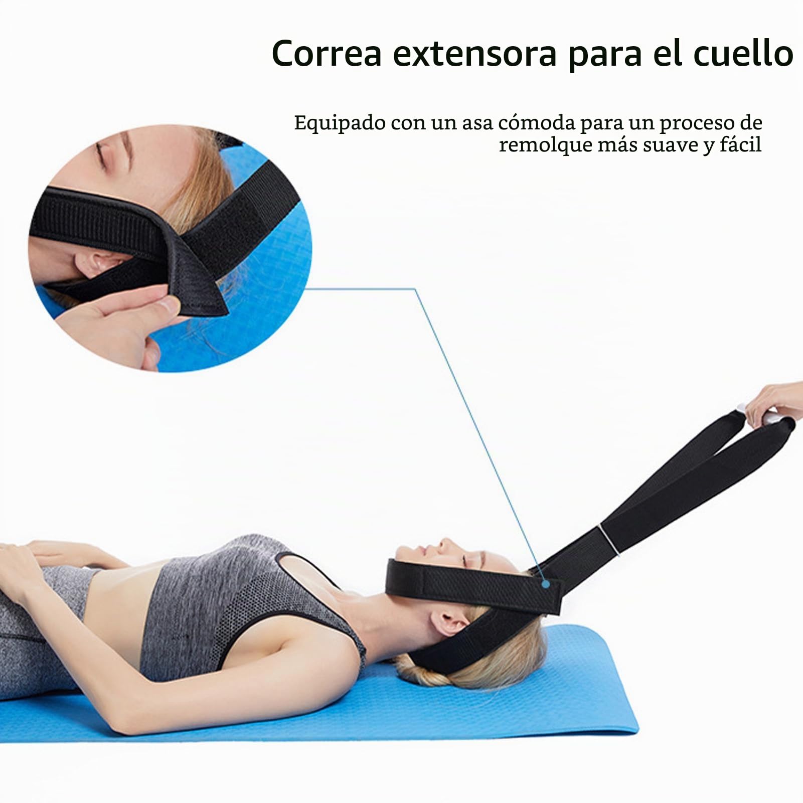 Dispositivo de tracción cervical para el cuello, Cuello Camilla Correa Quiropráctica Descompresión Mango Cómodo Tracción Cervical Dispositivo de tracción con correa para la barbilla