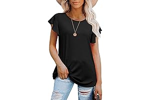 Women's Tops Summer Casual Ruffle Short Sleeves Knit Shirts