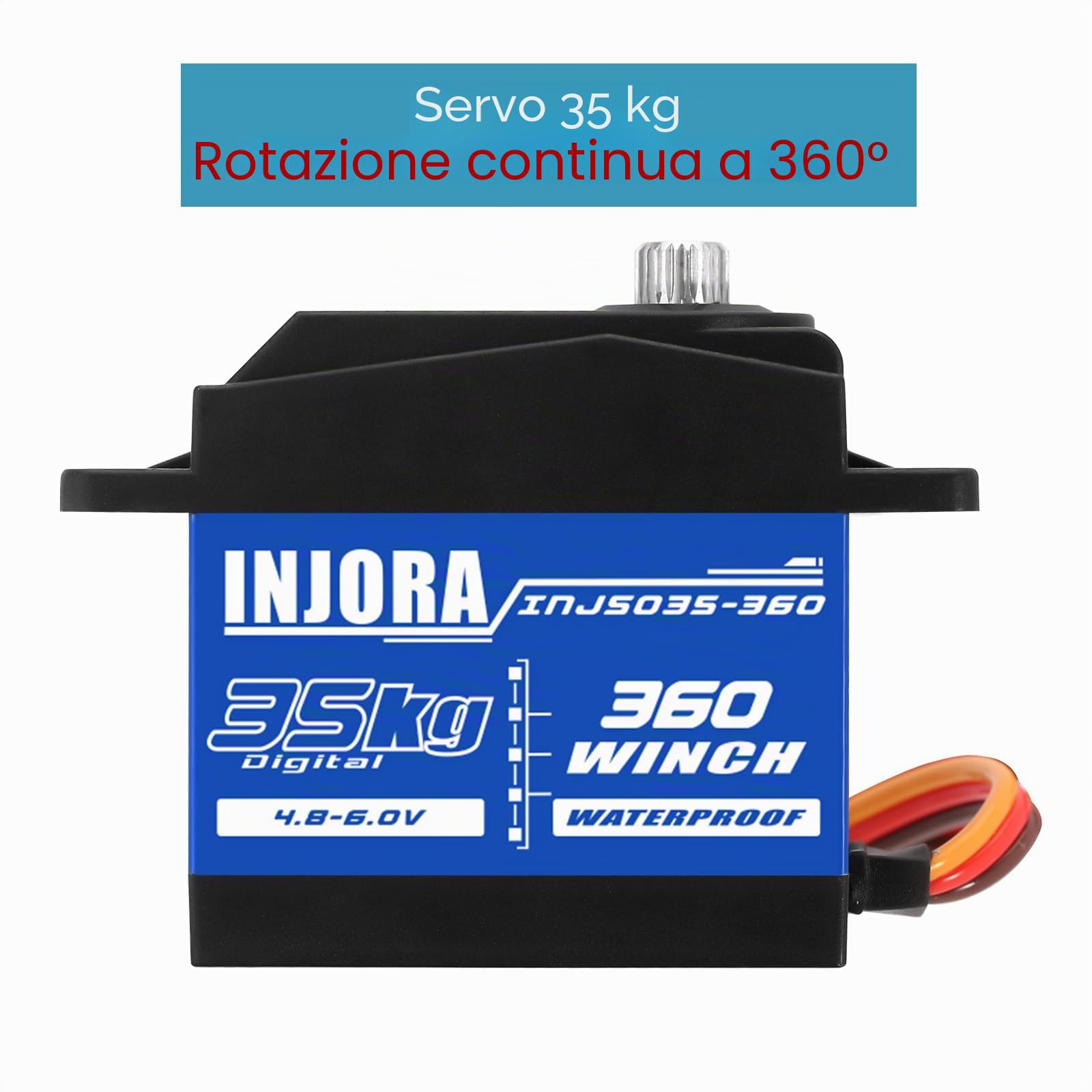 INJORA 35KG Digitale Servo 360 ° Bobina di Verricello 25T per SCX10 PRO RC