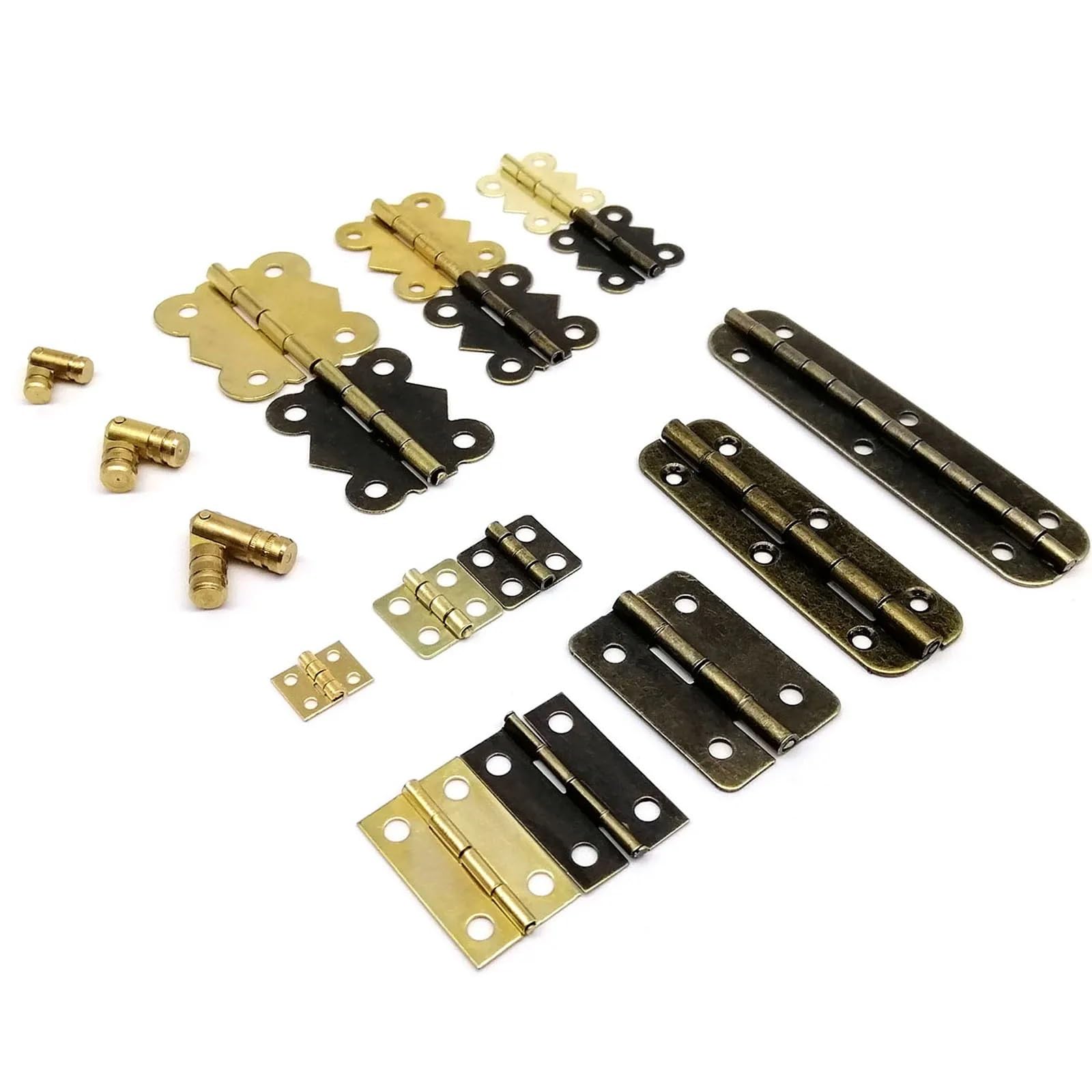 LYEUXHJPX Small Long Flat Hinge with Screw Nail 12Pcs(B 12x13mm golden)