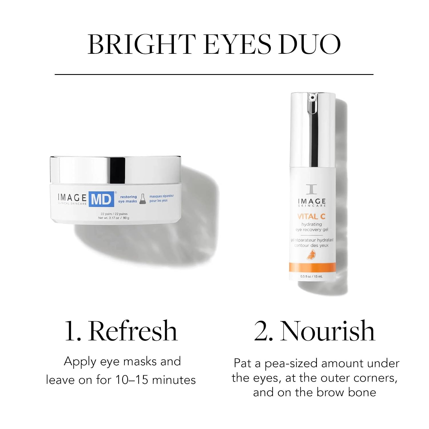 IMAGE Skincare Bright Eyes Duo Bundle, IMAGE MD restoring eye masks, VITAL C hydrating eye recovery gel image 4