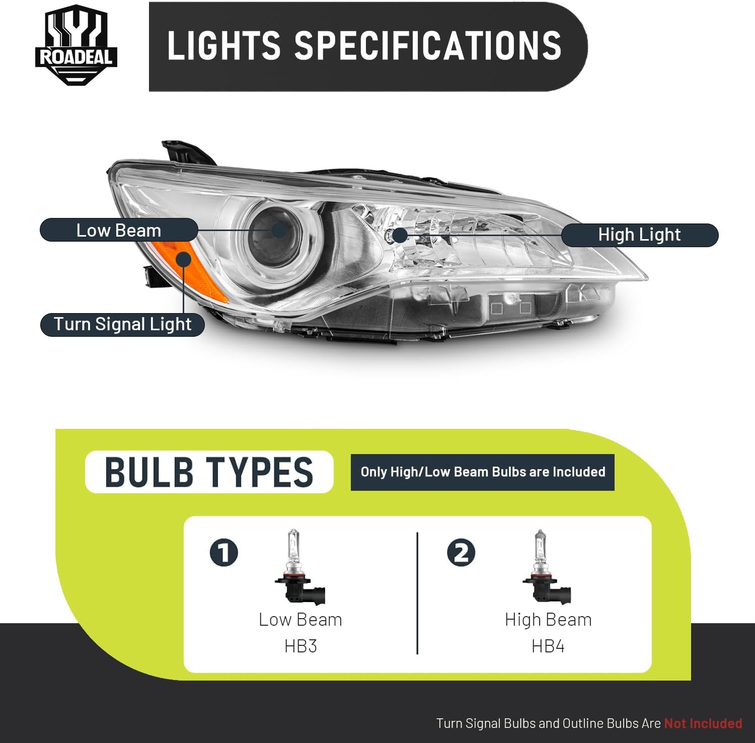 Headlights W/Bulbs for 2015-2017 Toyota Camry Only 4-Door Sedan Halogen Headlamp Replacement Driver & Passenger Side