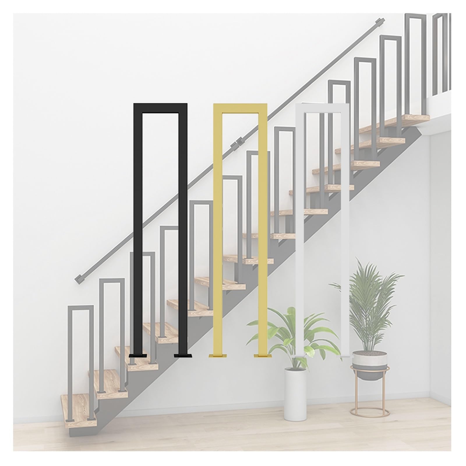 LWJSOCP Indoor Outdoor Stair Balusters Metal Handrails for Steps Safety Railing Wrought Iron Porch Handrails 95cm Height Deck & Attic Protection Available in Gold 3 Sizes