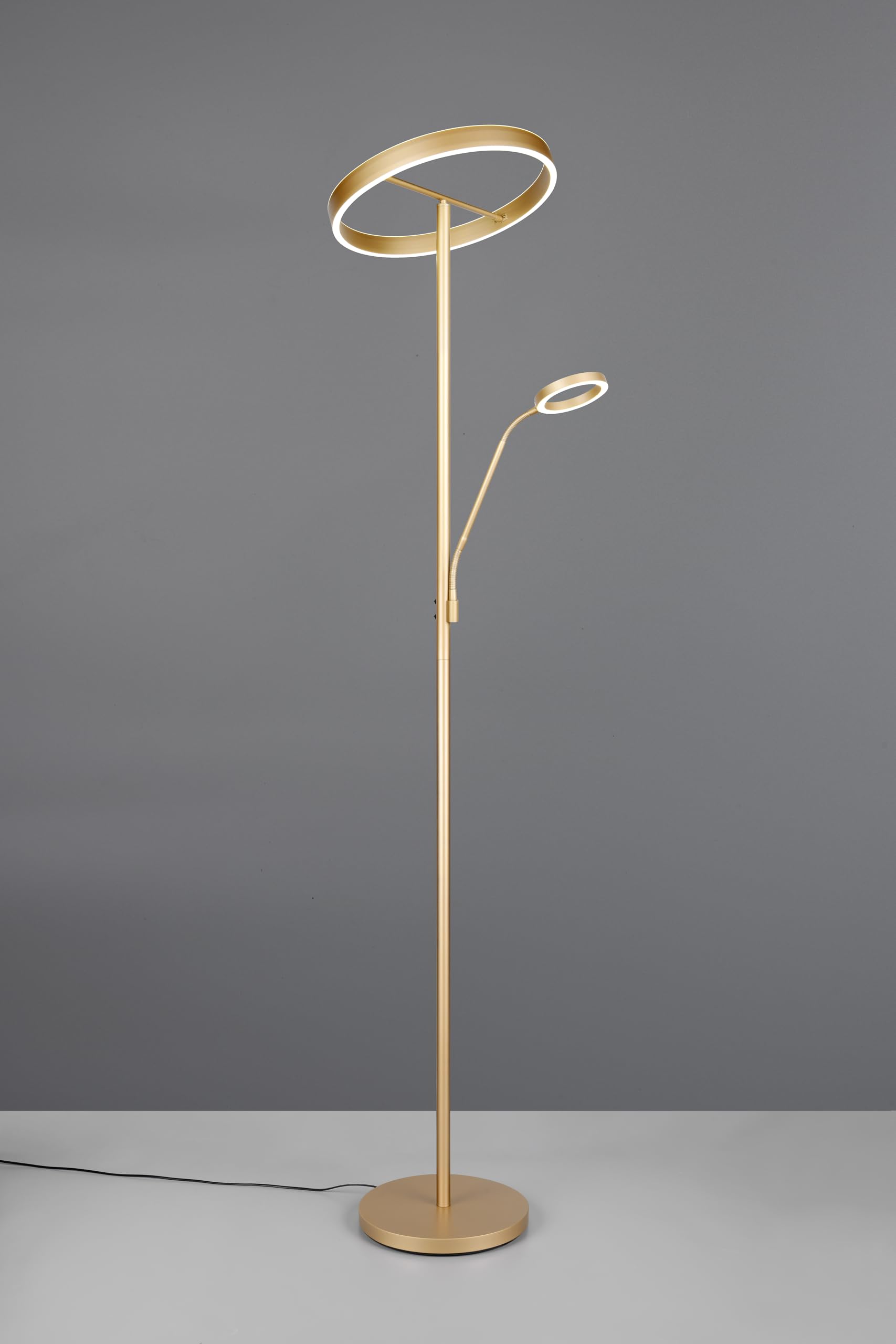 Trio Lampa podłogowa LED Leuchten WILLIS 449510279, złoty metal, 39 + 5,5 W LED, regulowana barwa światła, możliwość ściemniania