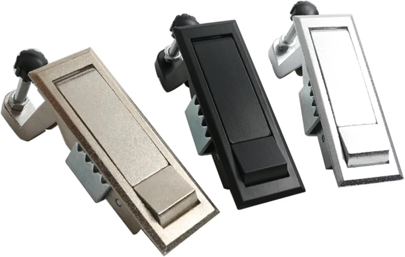 MS708 Electrical Cabinet Button Flat Iron Box Boiler Lock Air Compressor Industrial 1Pcs(Bright chrome)