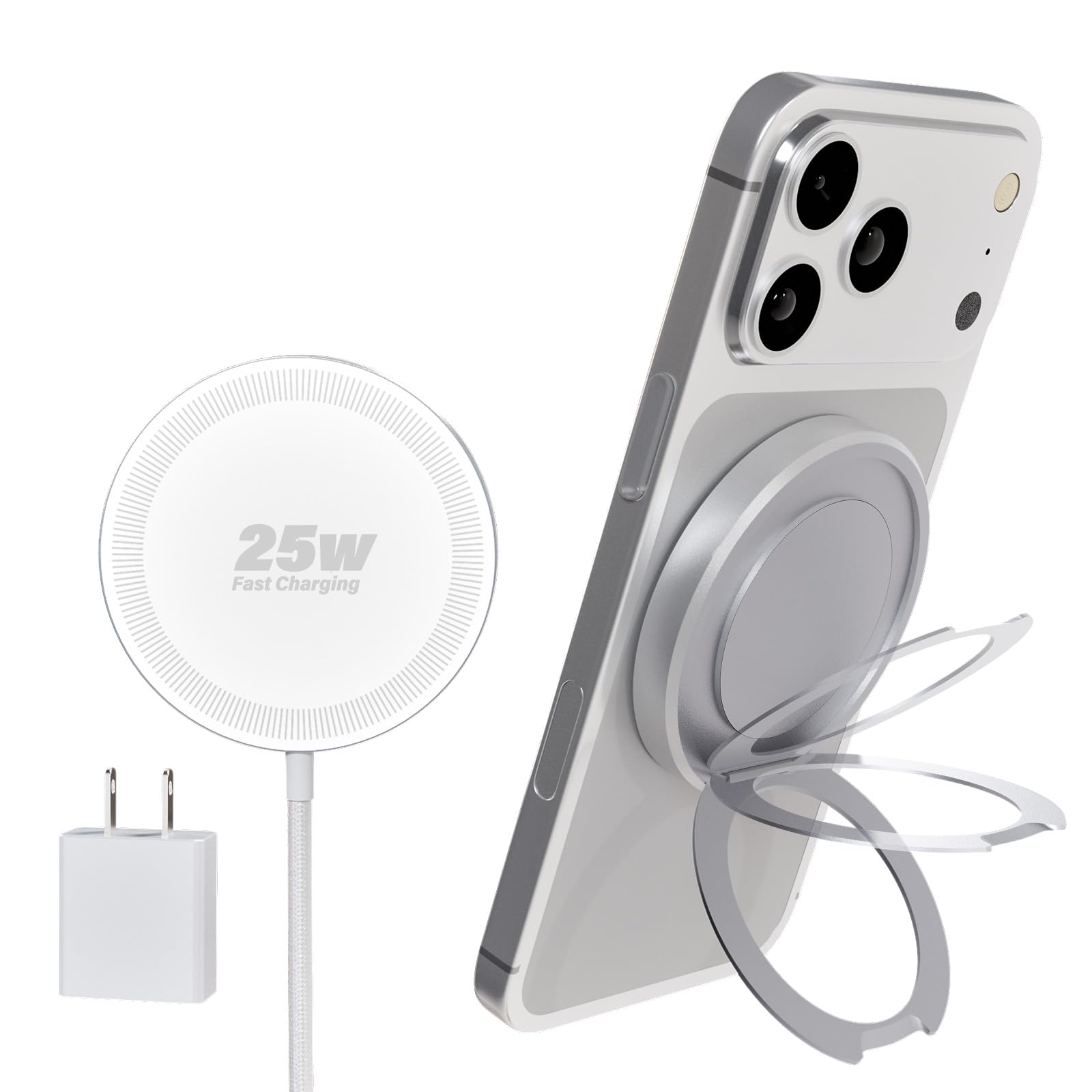 Magnetic Wireless iPhone Charger Fast Phone Charger with Kickstand, 6FT 25W Fast Phone Charging Pad Wireless Magnetic Charge for iPhone 17/17Air/16 Pro Max/16 P