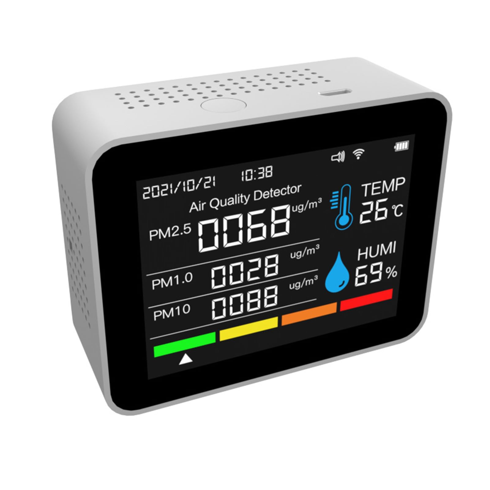Fockety Monitor de Calidad del Aire, Detector de CO2 con Alertas de Color