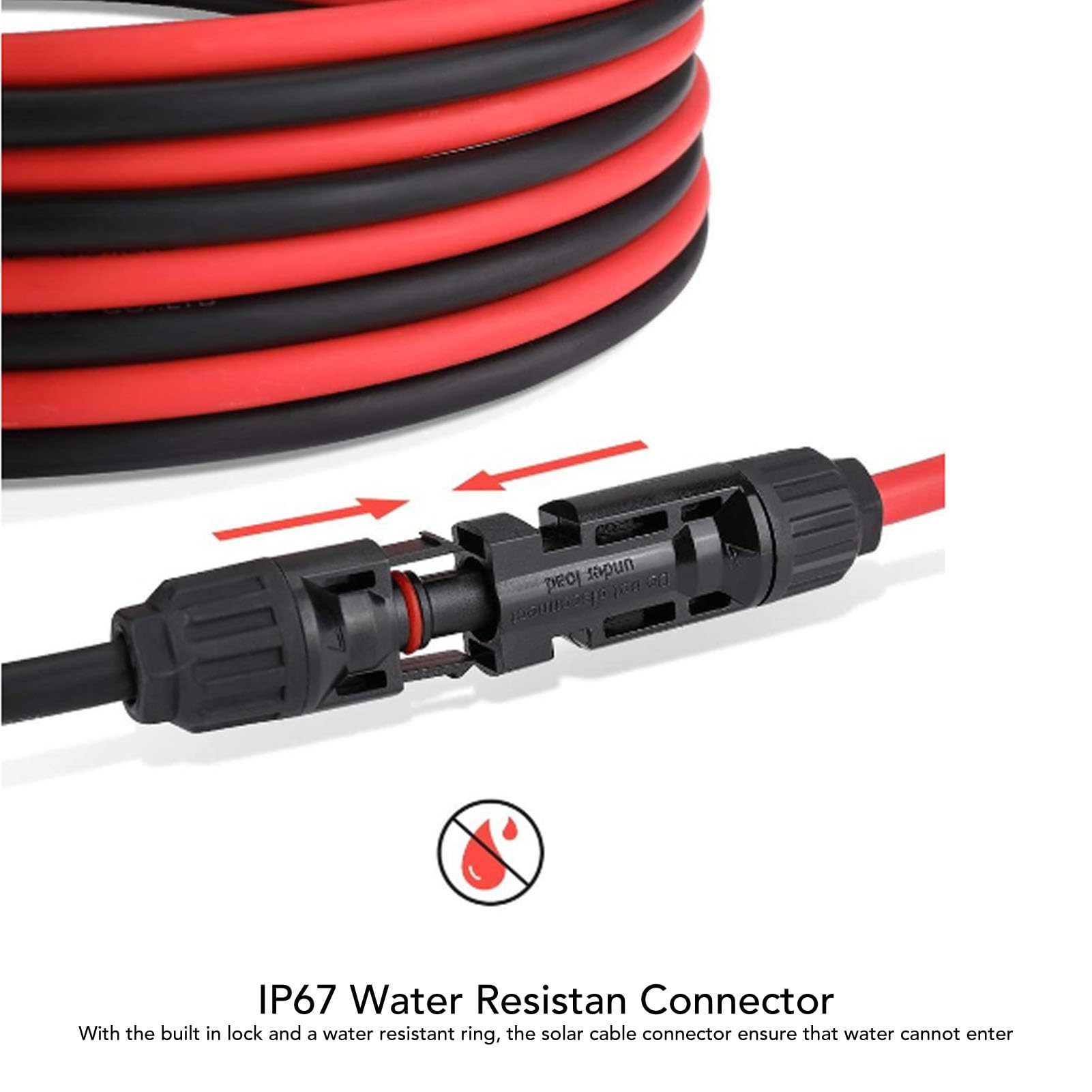 Kabel przedłużający solarny 10 AWG do CHHELIHL, niska strata mocy, przewód z miedzi cynowanej, wodoodporny IP67, łatwy montaż, złącza męskie/żeńskie,