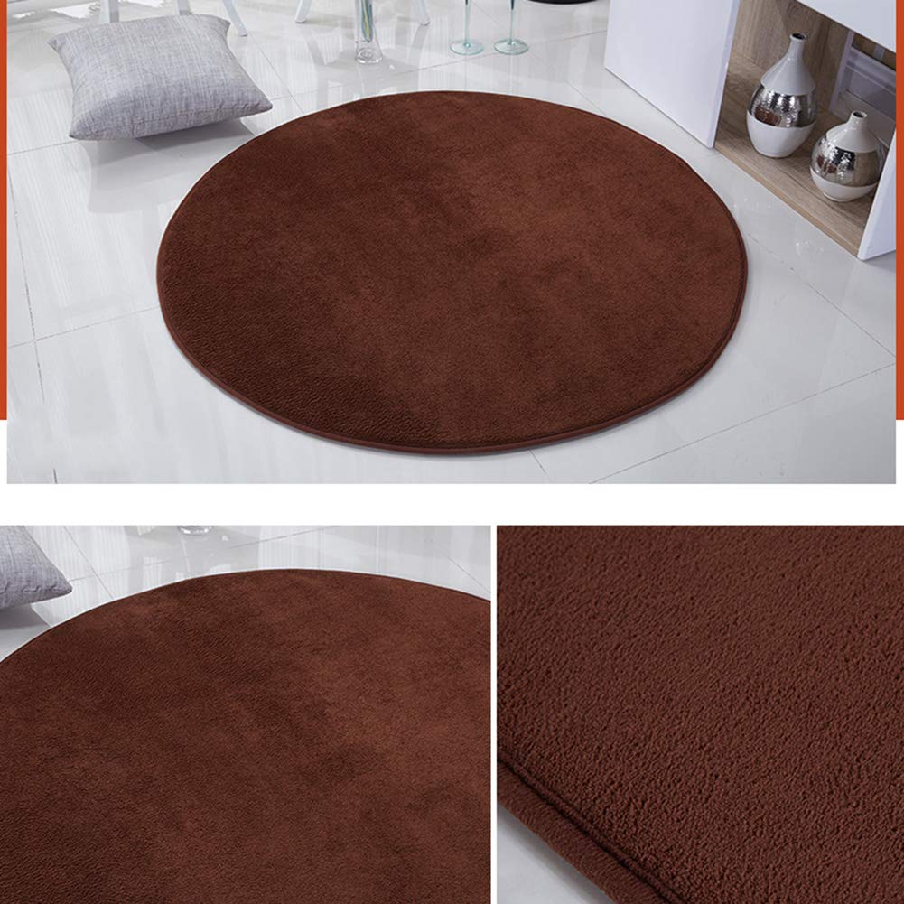Tappeto Camera da Letto Rotondo Tappeto Salotto Pelo Corto Soffice Antiscivolo Tappeti Soggiorno, Super Morbido Adatto per Home Decor,160cm,Caffè