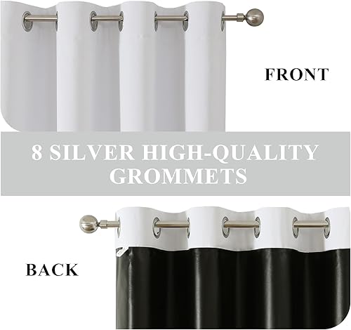 Miniatura 6 de Estelar Textiler Cortinas blancas 100% opacas para dormitorio, con bloqueo de luz total y ojales de 84 pulgadas de largo, 2 paneles para sala de