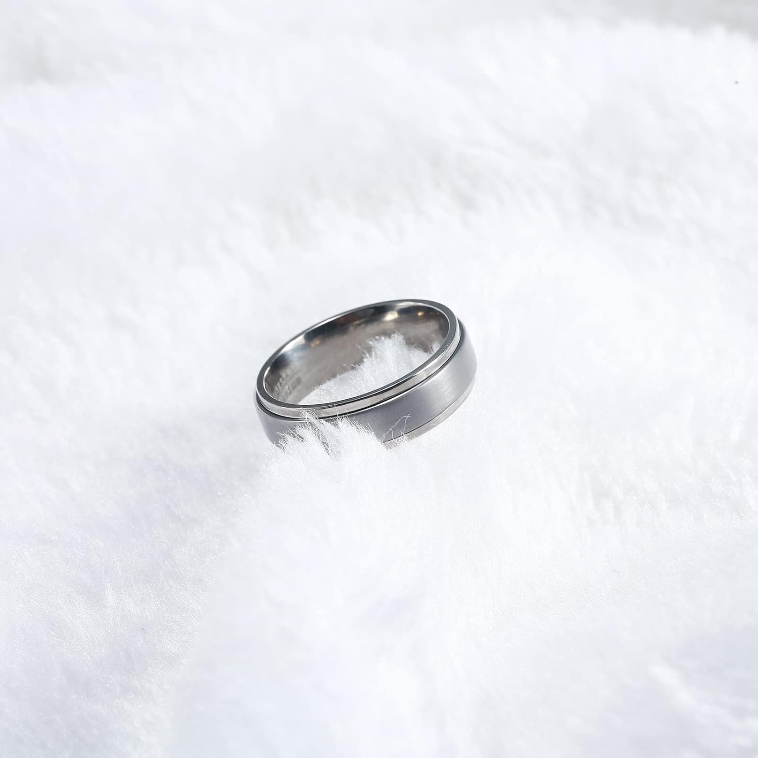 TGNEL 6mm Titanium Anxiety Fidget Wedding Rings Spinner Tungsten Engagement Rings for Women Men, Basic Plain Wedding Rings Silver Matte Brushed Finish Comfort fit Size 10.5 - Image 5