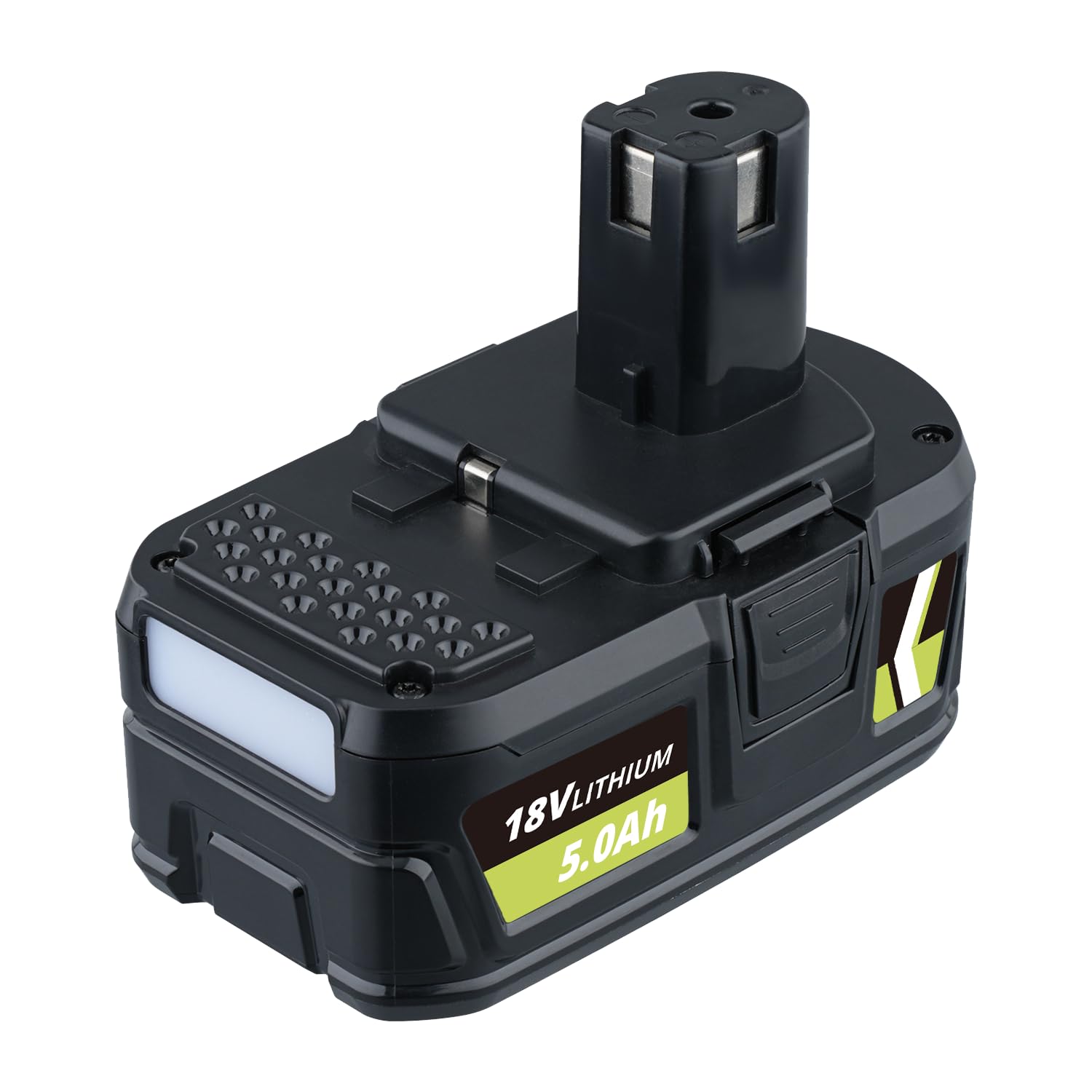 VANTTECH P108 18V 5.0Ah Lithium Battery Replacement for Ryobi 18V Battery P104 P108 P102 P103 P105 P107 P109 P122 BPL-1815 with LED Indicator