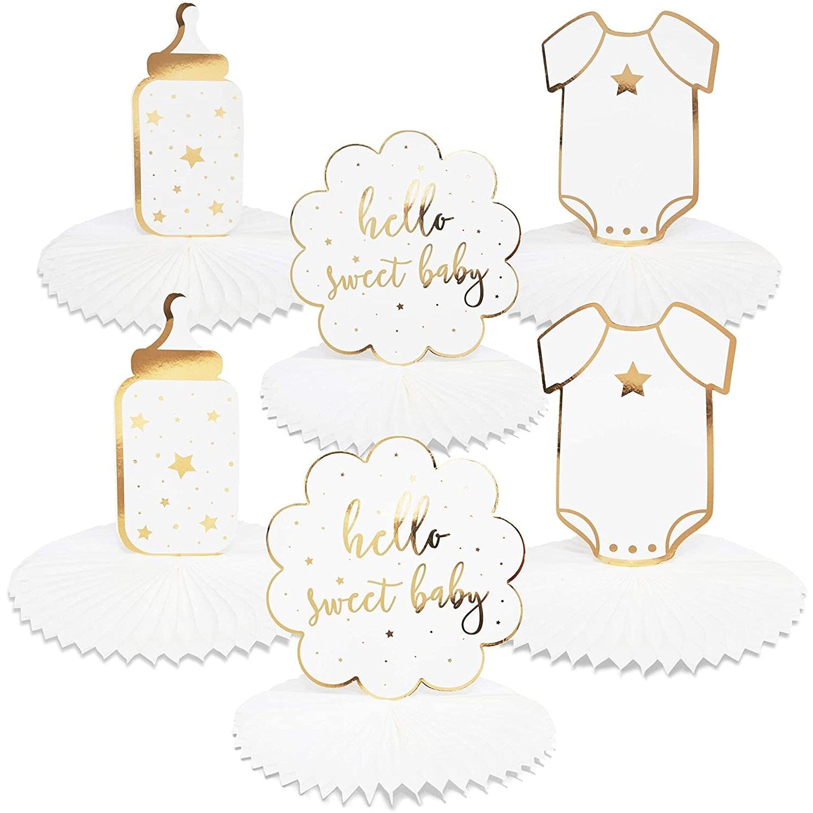 Centerpiece, Gold Foil Baby Shower Decorations (3 Designs, 6