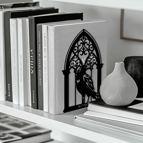 Miniatura 4 de Peacoblue Sujetalibros de metal para estantes, modernos tapones decorativos resistentes para libros de estudio, para oficina, escritorio, estante,