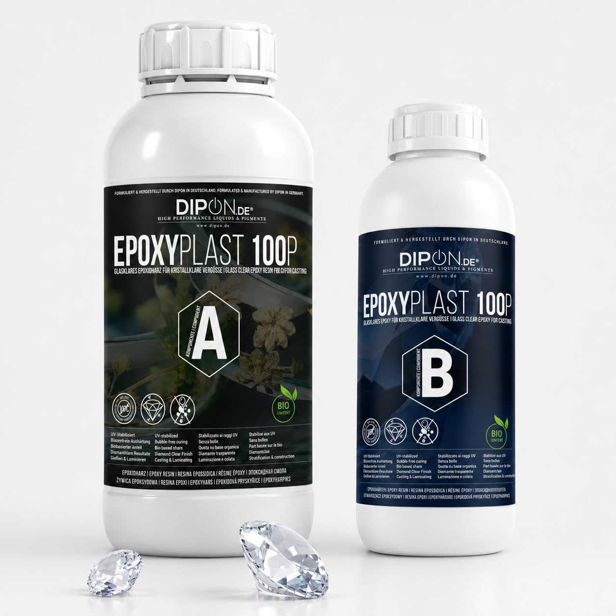 1,5 kg Epoxidharz 2K Epoxi Harz mit Härter Glasklar in Profi Qualität und geruchs- & emissionsarm. Epoxy Gießharz UV Stab. für Schmuck Holz Tisch Aquarium Terra Formenbau GFK Bodenbeschichtung