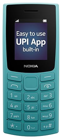 Nokia All-New 105 Single Sim Keypad Phone with Built-in UPI Payments, Long-Lasting Battery, Wireless FM Radio | Cyan - image, photos