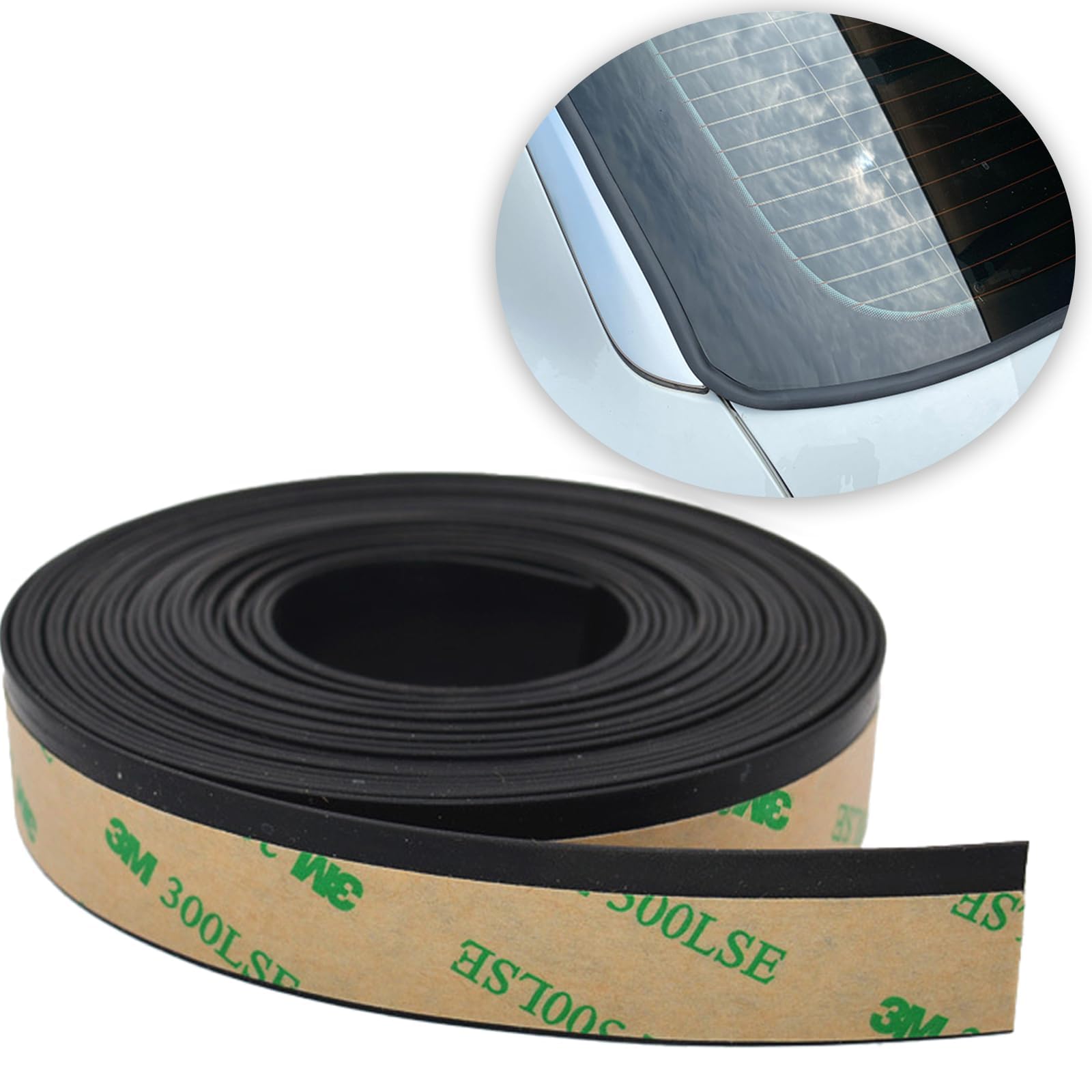 Knource 16.4FT/5M Car Windshield Seal Strip,Rubber Sealing Strip Trim,Rubber Weather Strip for Car Front Rear Windshield/Sunroof/Sliding Doors/Windows,Car Exterior Accessories (5m)