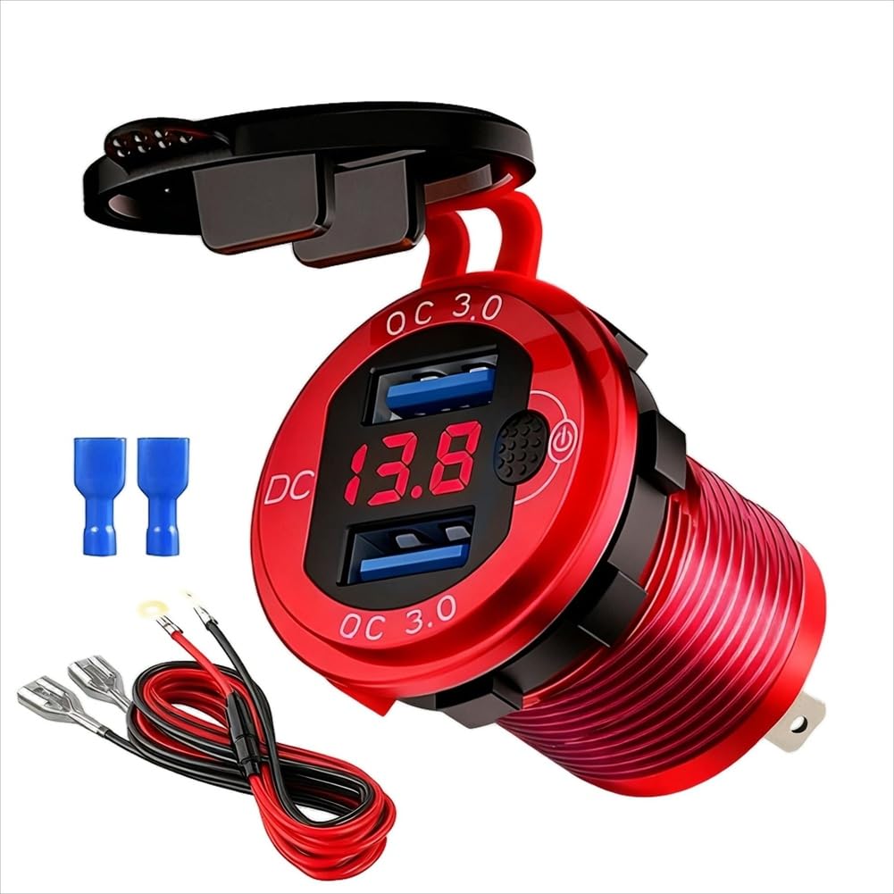 Socket USB QC 3.0 de 12V/24V con interruptor táctil para evitar descarga de batería 6