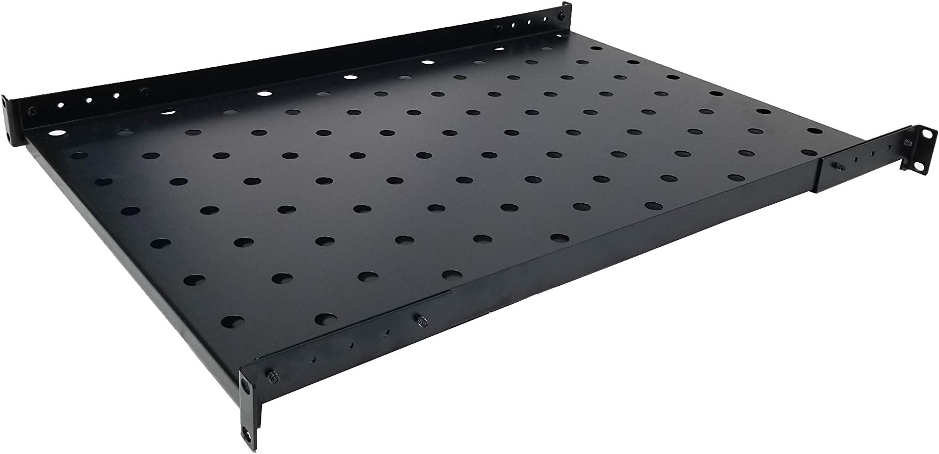 NetMax Depot 1U Vented Server Shelf Adjustable Mounting Depth Vented Rack Mount Shelf - Fixed Server Rack Shelf