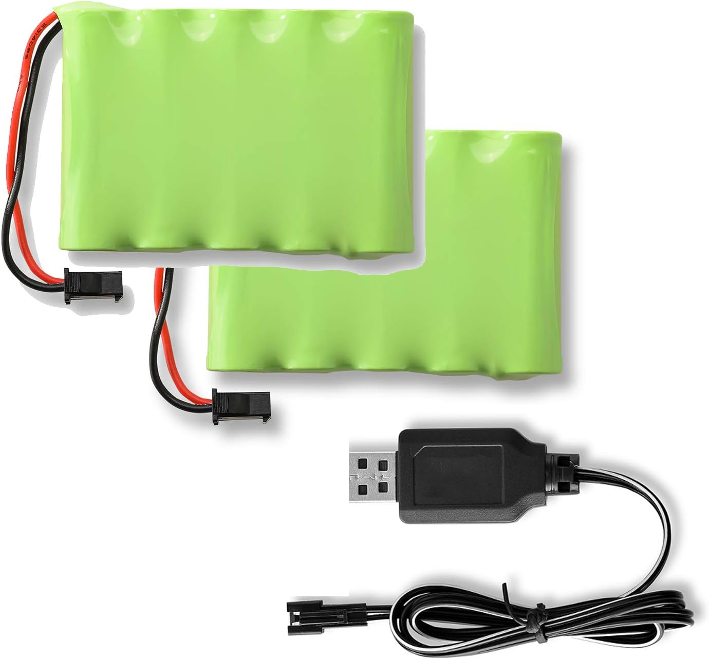 BEZGAR Spare Parts Accessories 6V, 800mAh Nickel-Cadmium Battery（2） +USB Charger(1) for BEZGAR17/18 Toy Grade 1:14 Scale Remote Control Car