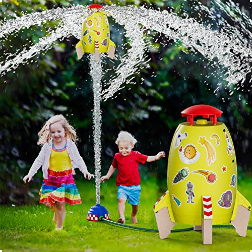 Sprinkler For Kids - Rocket Water Toys For Kids - Kids Sprinkler Rocket Launcher, Attaches To Garden Hose Splashing Fun Toys For 3 4 5 6 7 8 9 10 Year Old Boys Girls Holiday & Birthday Gift #TOP6