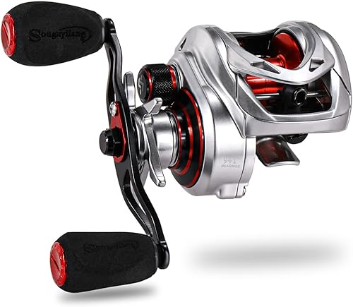 Miniatura 9 de Sougayilang Carrete de cebo  Marco de grafito ligero  9 + 1 rodamientos de bolas antirreverso, carrete de pesca de alta velocidad 8.01 con relación