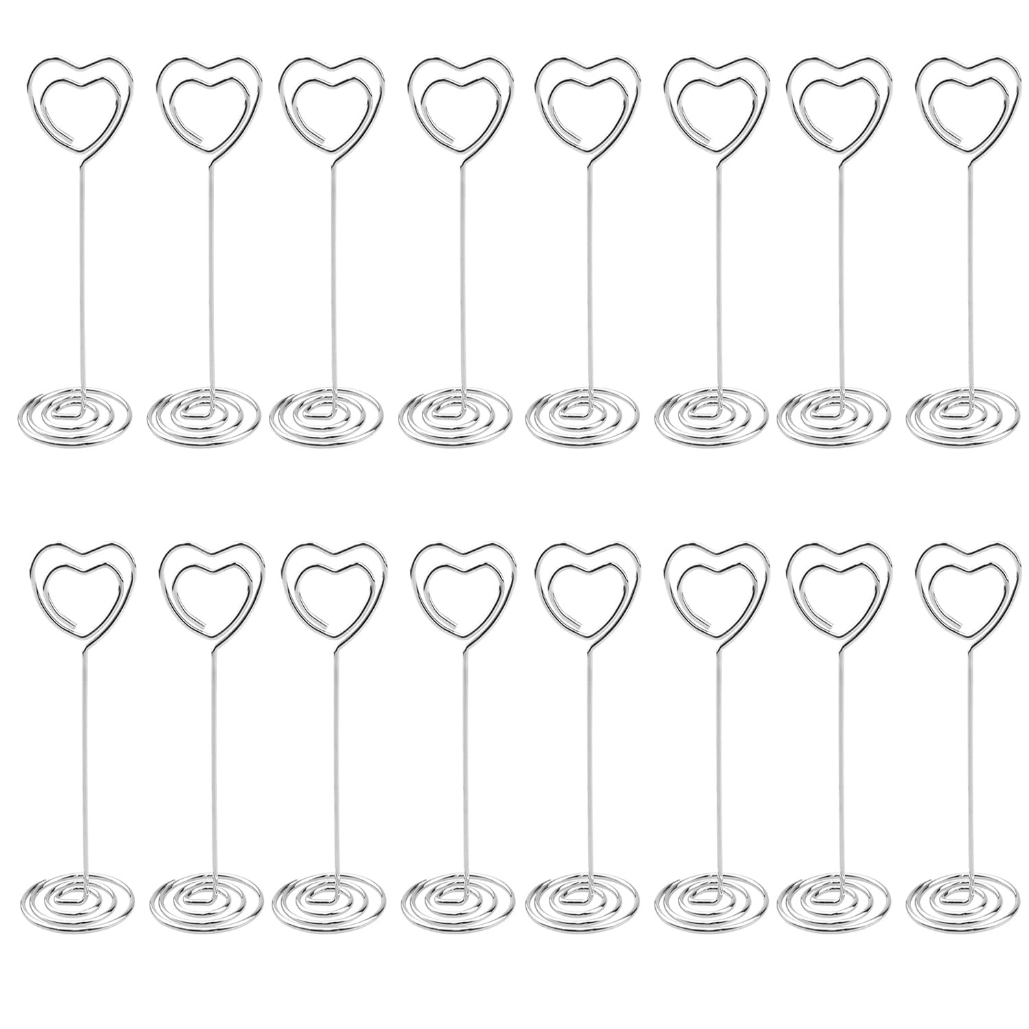 BOBOZHONG Place Card Stands,16Pcs Table Number Holders,Silver Tall Place Card Holder Wire Picture Stands for Wedding Party Graduation Reception Restaurant Home Centerpiece Decorations Office (85mm)
