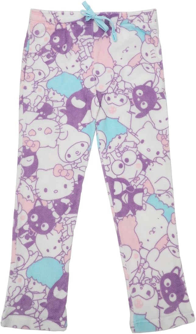 Hello Kitty & Friends Characters All-Over Print Women's Purple Cloud Wash Plush Sleep Pajama Pants - Image 5