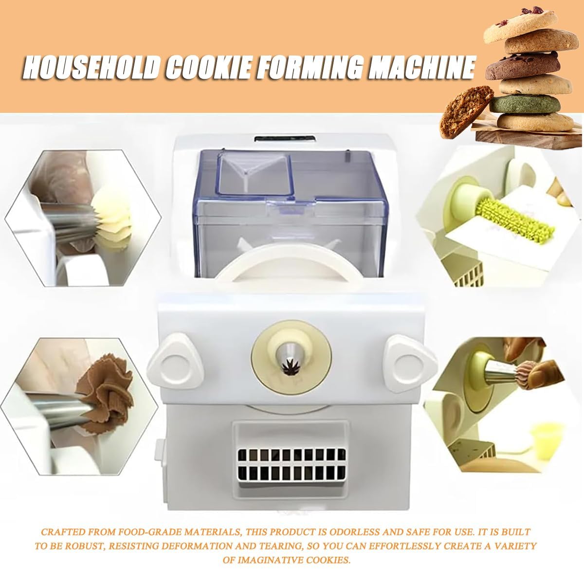 Macchina per biscotti con ugelli intercambiabili per pasticceria e artigianato, facile da usare, ideale per biscotti e dessert fatti in casa, perfetta per progetti fai da te