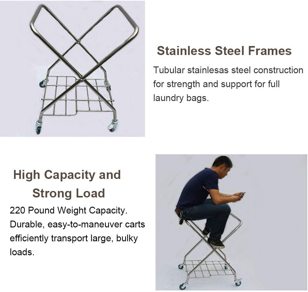 Trolleys,Beauty Salon Cart Trolley Foldable Laundry Sorter Cart, Portable Laundry Hamper with Rolling Lockable Wheels, Room Service Cart Organizer Storage Troll,