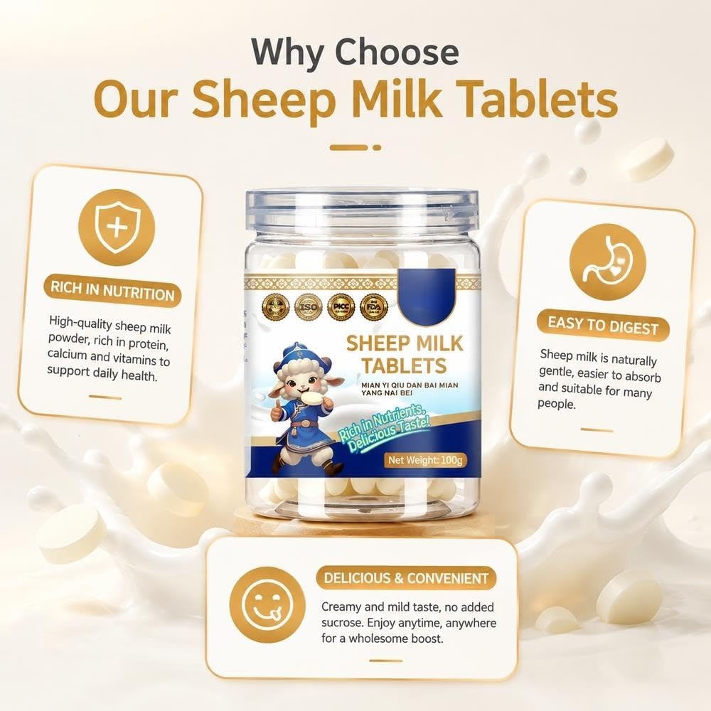 Tabletki z mleka owczego 100 g puszka, chrupiące, kremowe, mleczne