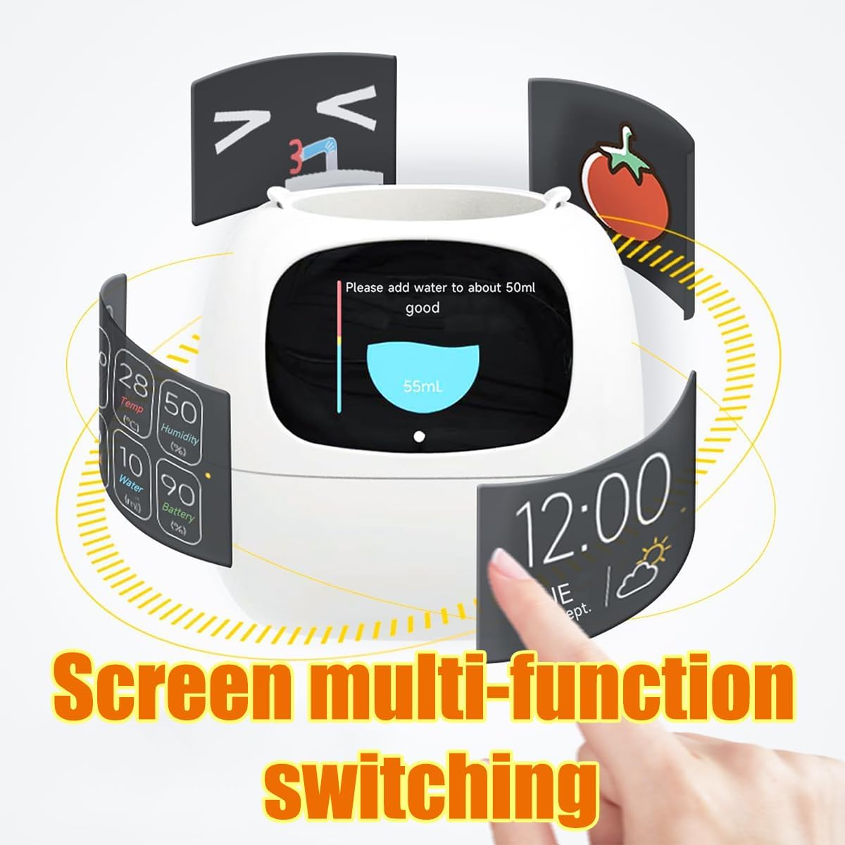 スマート植木鉢、複数の表現のためのAIスマート植木鉢、AIチップ7スマートセンサー、LCDスクリーンディスプレイ、家庭用APP制御ガ 【取り外し可能】