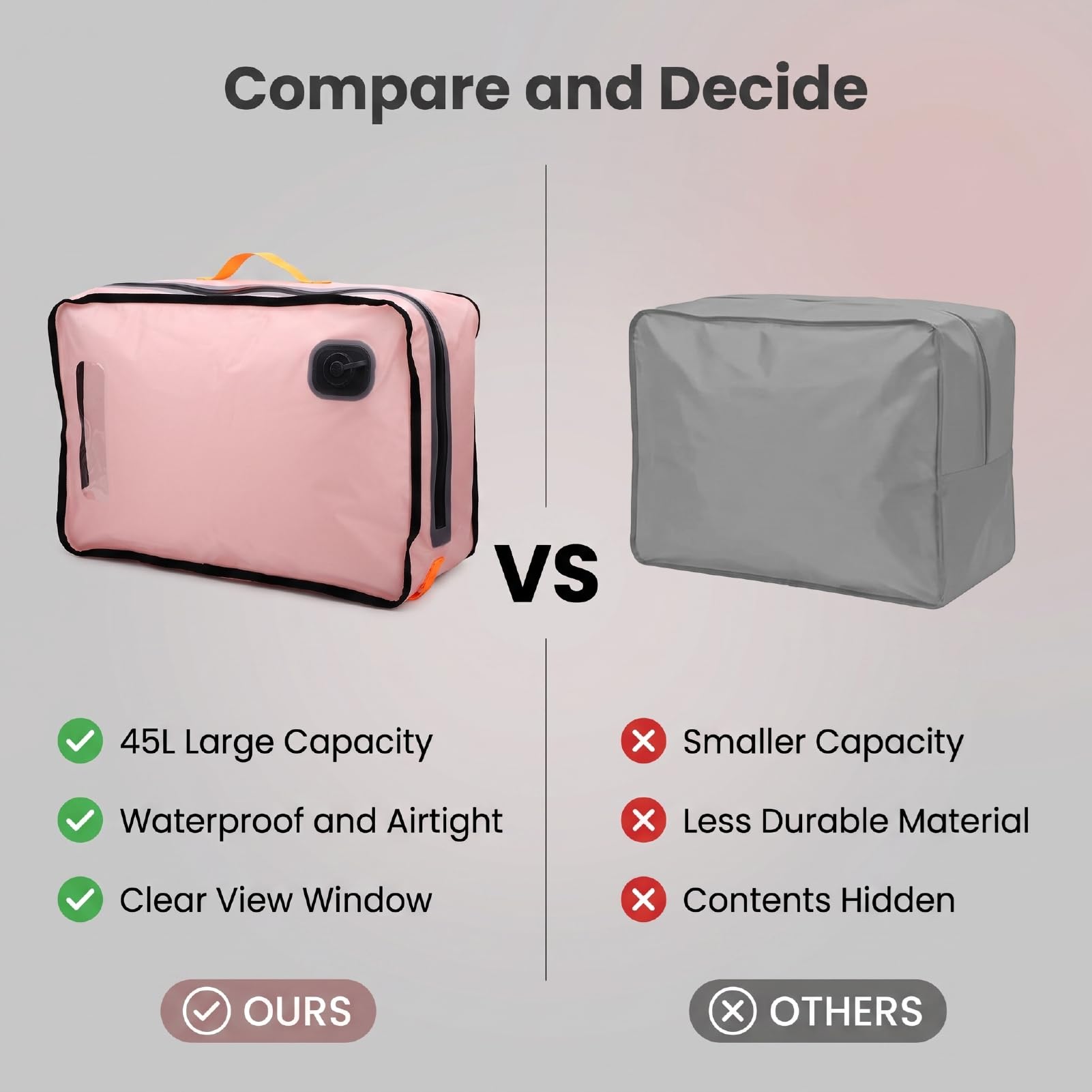 Sac de Compression Sous Vide Pliable pour Voyage, 45 L