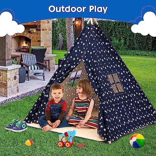 Teepee Tent for Kids Foldable Kids Play Tent for Boys and Girls with Plush Mat Playhouse for Kids Indoor and Outdoor 5 61v3WNeg2jL. AC