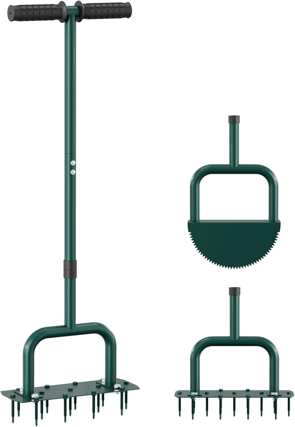 Lawn Aerator Tool and Edger Tool, 2 in 1 Lawn Tool Set, Manual Grass Aerator, Half Moon Edger with Rubber Handle for Garden Maintenance, Grass Aeration