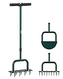 Lawn Aerator Tool and Edger Tool, 2 in 1 Lawn Tool Set, Manual Grass Aerator, Half Moon Edger with Rubber Handle for Garden Maintenance, Grass Aeration