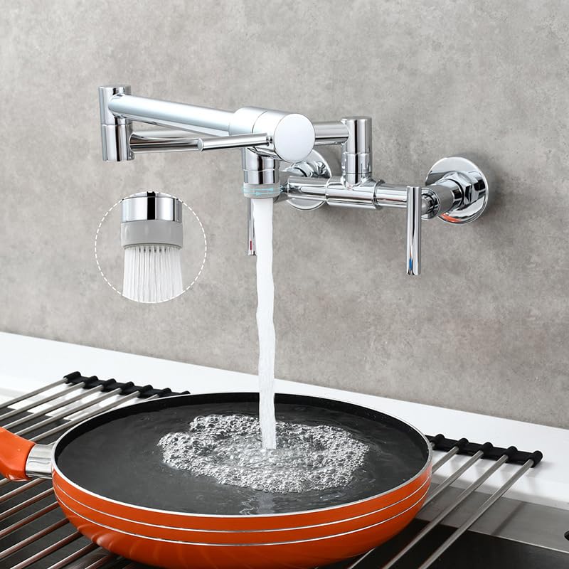 Robinet de cuisine mural noir avec mitigeur universel orientable