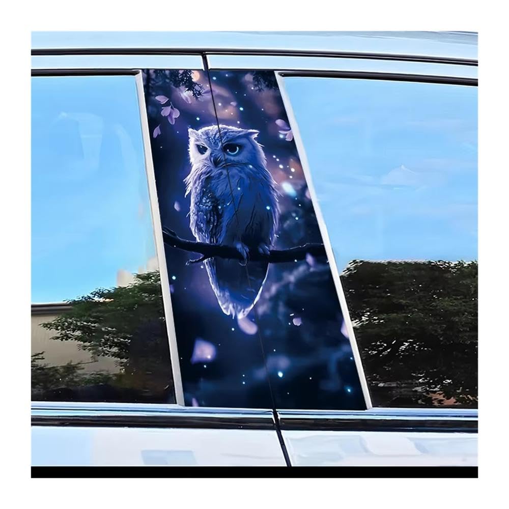 Bertdcx One Color Car Center Pillar Protection Stickers Owl Vinyl Protective Film Auto Parts