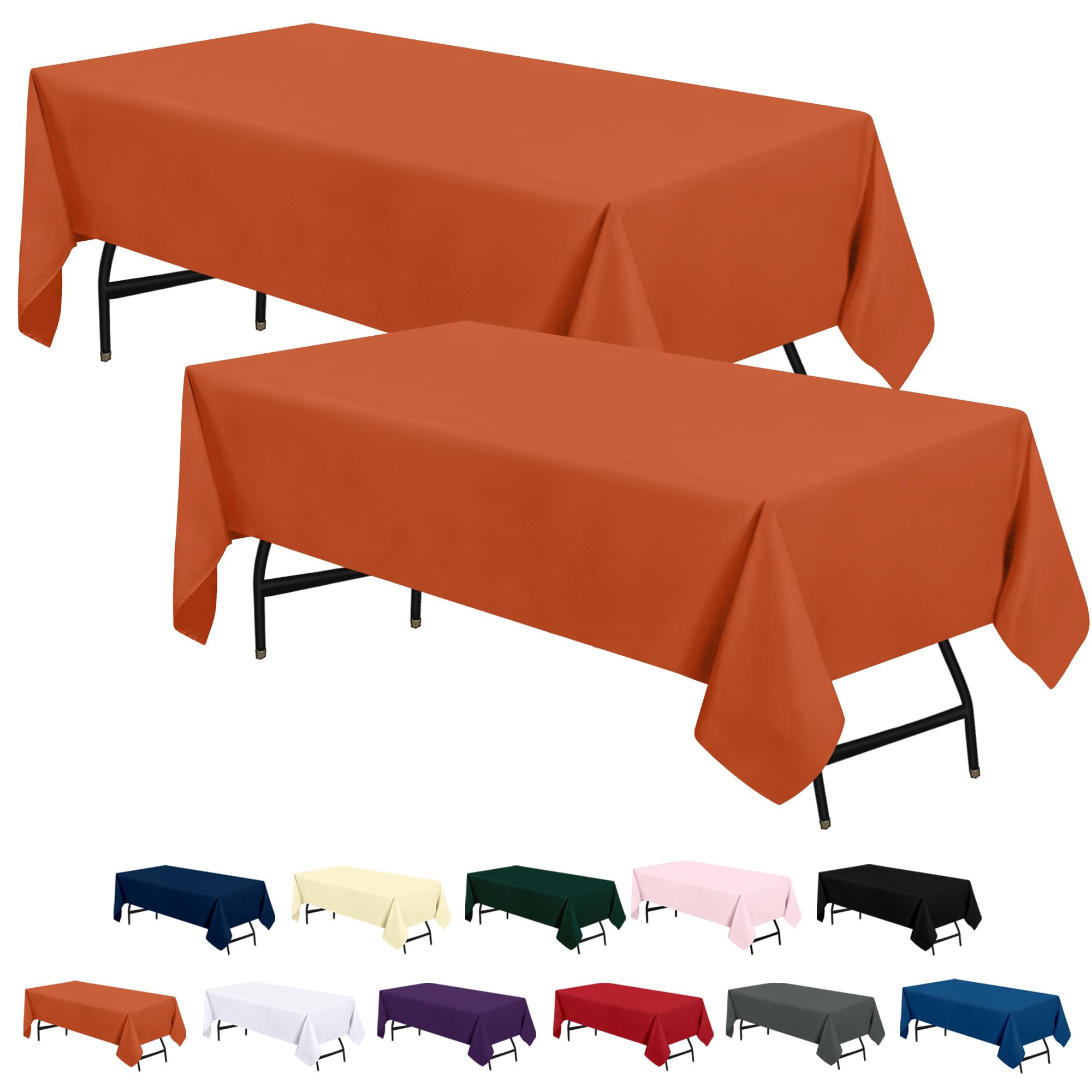 Utopia Kitchen Rectangle Table Cloth 2 Pack(60x102 Inches, Orange), Tablecloth Machine Washable, Polyester Table Cover for Dining, Buffet Parties, Picnics, Events, Weddings and Restaurants