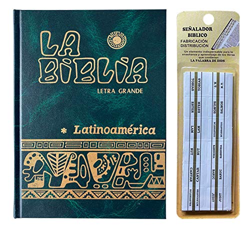 La Biblia Catolica Latinoamericana Letra Grande Edicion Cartone en Espanol con Senalador Biblico - The Latin American Catholic Bible Spanish Edition with Bookmarks (Green)