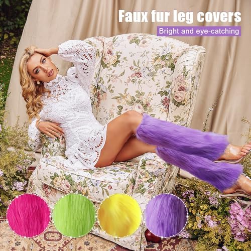 Plüsch Beinwärmer Damen - Flauschige Beinstulpen Aus Kunstpelz 40cm