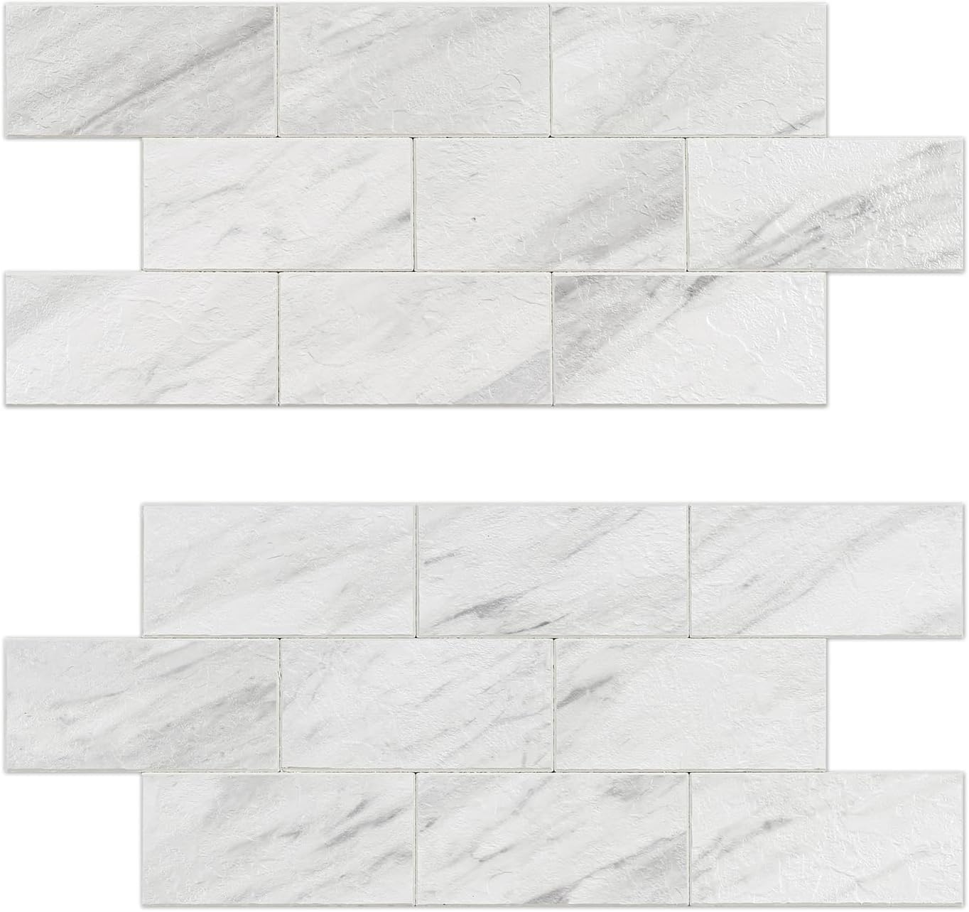 20-Sheet Peel and Stick Backsplash, 13.5" x 5.8" Peel and Stick Wall Tiles Carrara Marble PVC Subway Tile Stick on Backsplash for Kitchen Fireplace