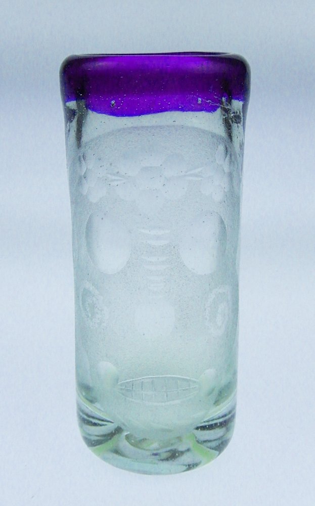 Mexican Shot Glasses, Embossed Skull, Day of the Dead, Hand Blown, Set of 4,