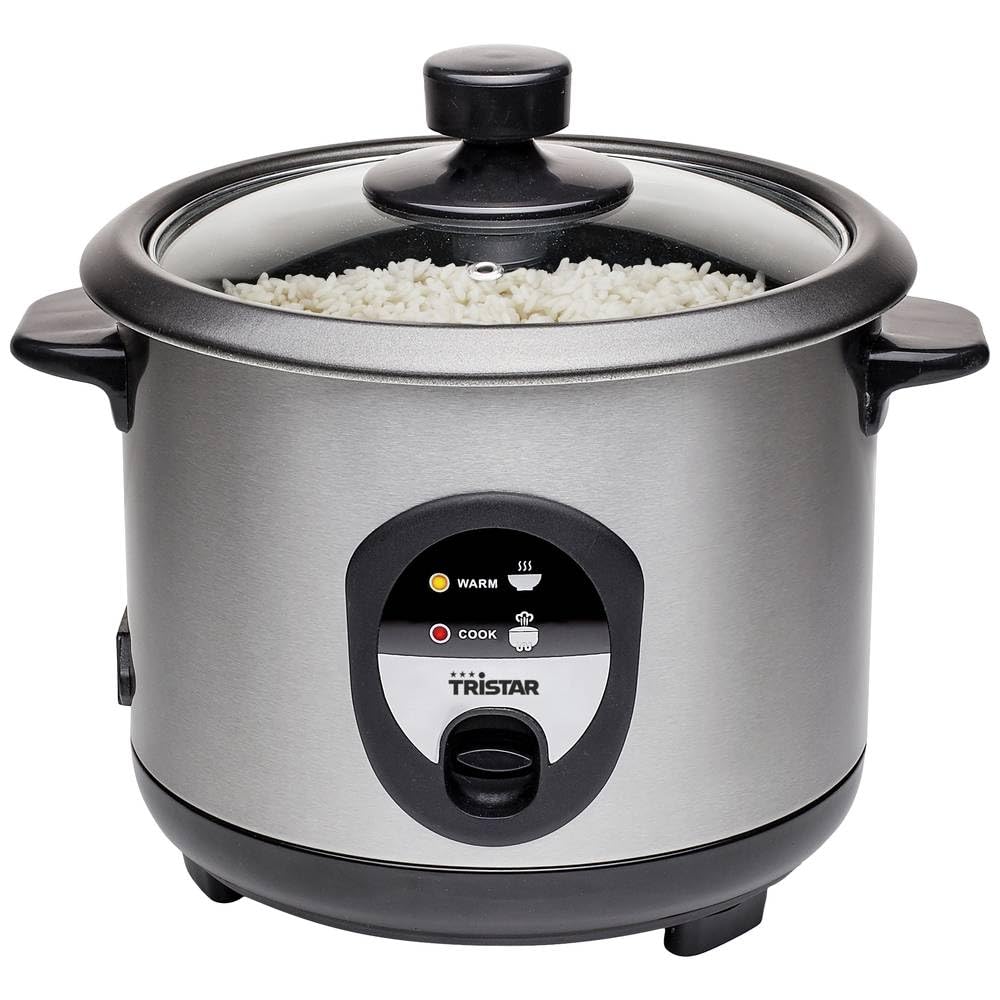 Tristar RK-6126 rice cooker, 1L, rice for up to 5 people without burning, with keep warm function, 400W, stainless steel, black