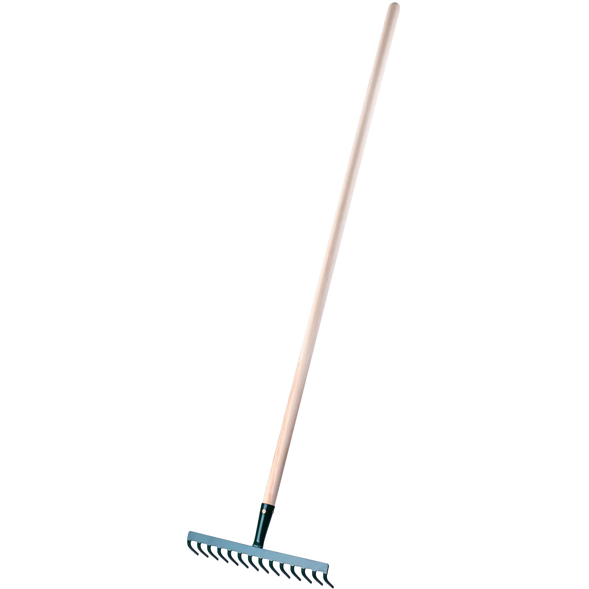 KADAX Râteau en Métal, Râteau Plat avec Manche en Bois, Râteau à Feuilles pour Jardin, Parterre, Râteau à Feuilles, Râteau à Pelouse, Vert, Outil de Jardinage, Outil de Jardinage(14 Dents)