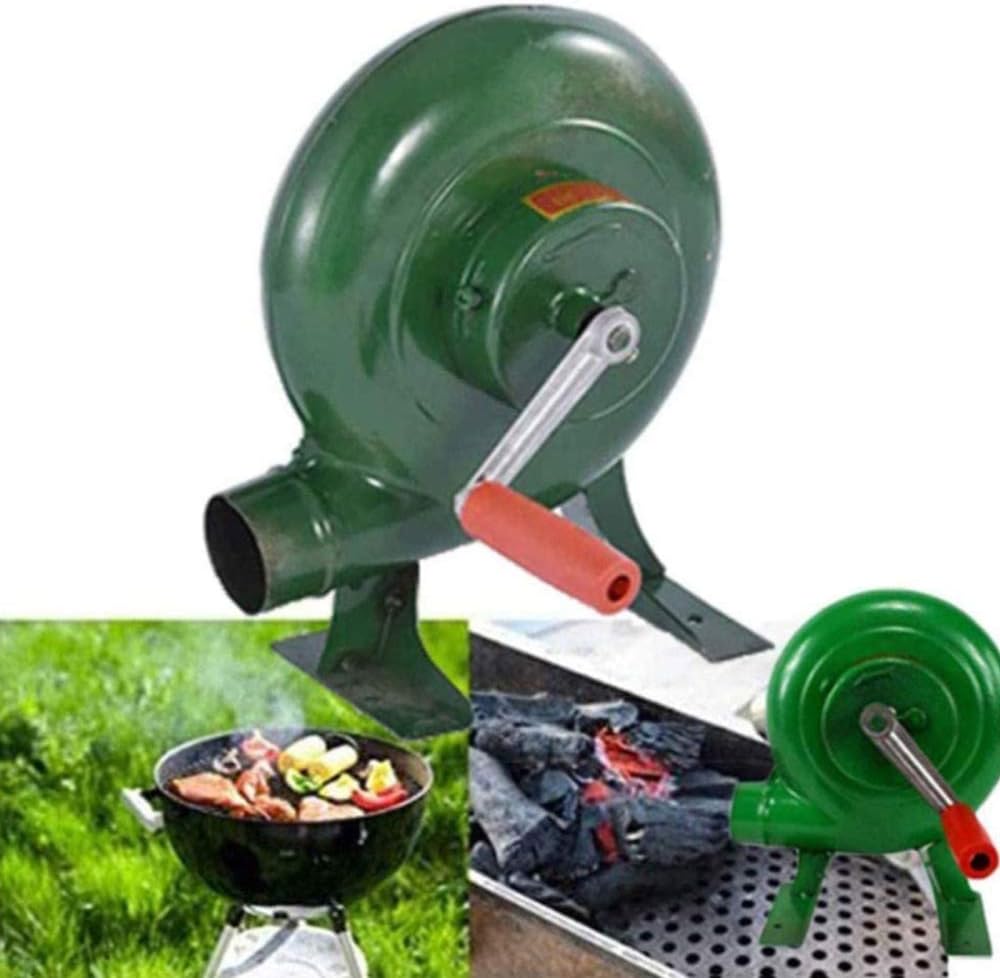 Portable Barbecue Fan, Hand-Cranked Fan, Manual Forged Outdoor Blower, Hand-Cranked Bellows, Barbecue Centrifugal Fan,350W