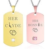 Mens Womens Stainless Steel Necklace Pendant Tag Jewelry Gift for Couple Personalized Name Matching Necklaces Set for Him and Her