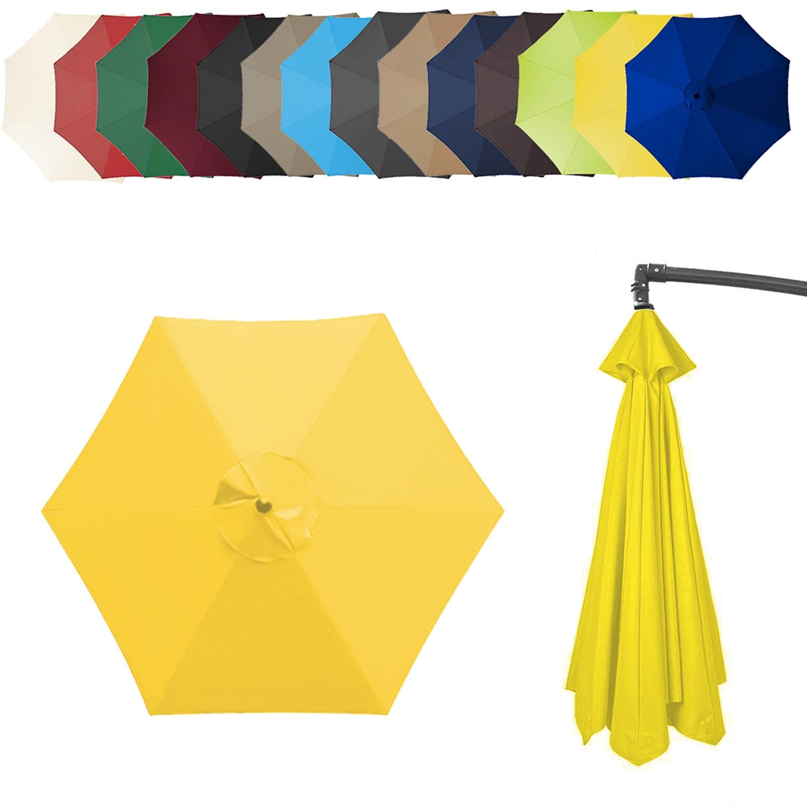 6.4ft/8.8ft/9.8ft (200/270/300cm) Replacement Parasol Garden Patio Umbrella Fabric Canopy Cover