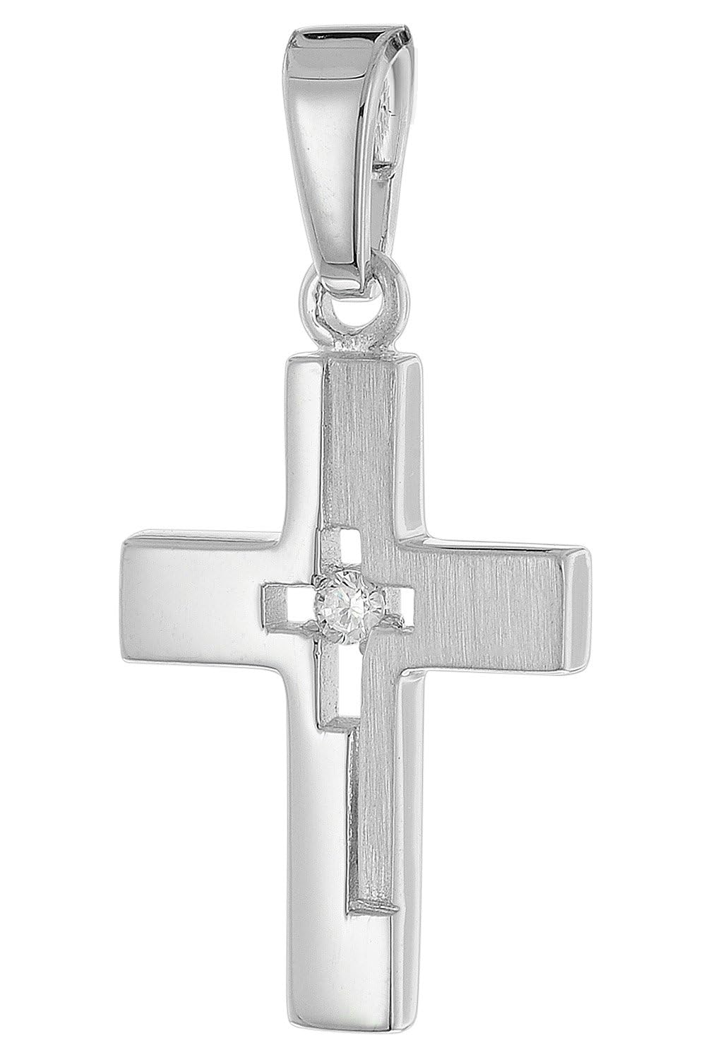trendor Kinder-Halskette Mit Kleinem Kreuz 925 Silber Rhodiniert 28402 | modisches Schmuckstück für Mädchen und Jungen, elegante Geschenkidee,