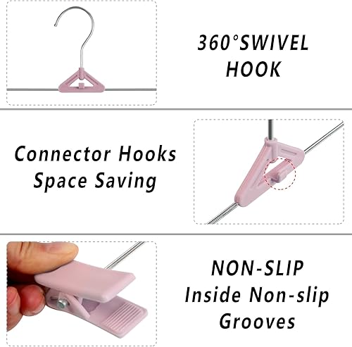 Miniatura 3 de NORTHERN BROTHERS Paquete de 50 perchas para pantalones, perchas apilables con clips para faldas y pantalones cortos, plástico que ahorra espacio,